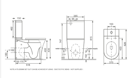 ELEMENTI CURA CC BTW TOILET SUITE GLOSS WHITE