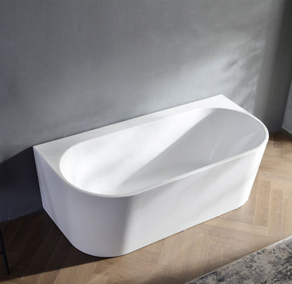 Back to wall Bathtub WITHOUT OVERFLOW Freestanding Acrylic White