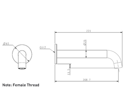 ELEMENTI UNO CURVED BATHTUB SPOUT