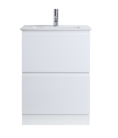 DNF 600 GLOSSY WHITE DOUBLE DRAWERS Floor Standing Plywood VANITY