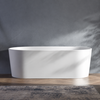 Oval Bathtub WITHOUT OVERFLOW Freestanding Acrylic White