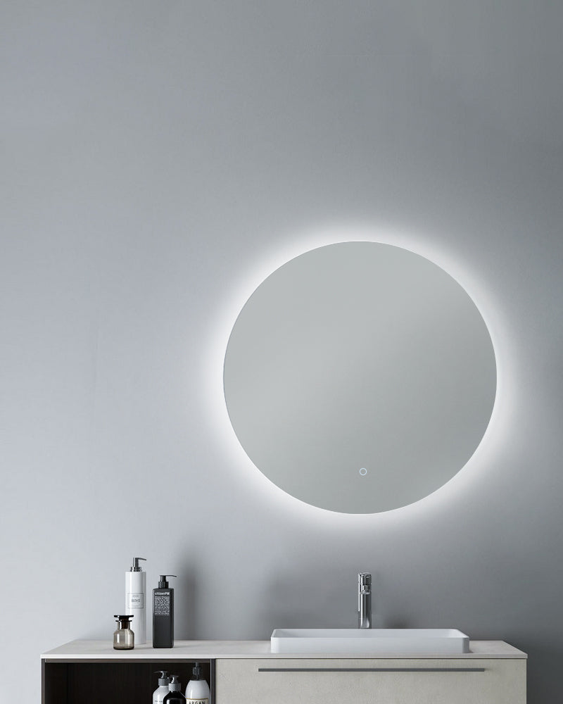 BIANCA 600/700/800/900mm Round LED Mirror with Demister Backlit Touch Switch 3 Colours Lighting Frameless