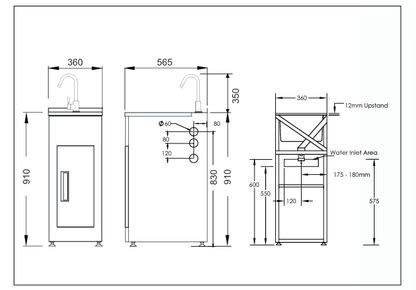 Aquatica Laundry Tub 360mm, Chrome Zento Sink Mixer Mains Pressure