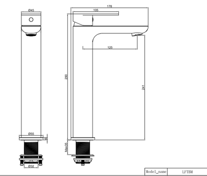 LINFA TALL BASIN MIXER  – LEAD FREE