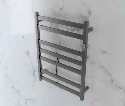 Heated Towel Rails Timer 800H*600W Square 7 Bars Mirror Polished Chrome/Matte Black/Gun Metal/Brushed Nickel/Brushed Brass