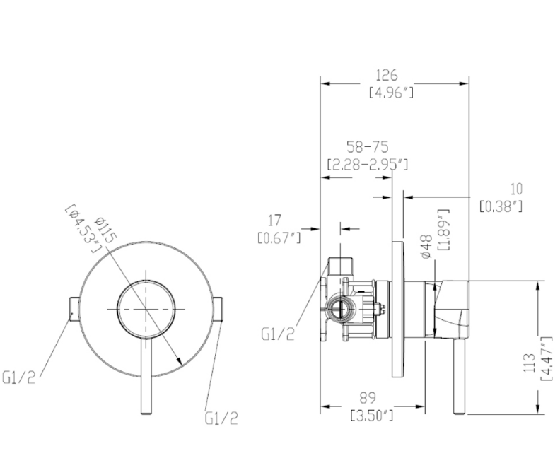 ELEMENTI UNO ALL PRESSURE SHOWER MIXER - CHROME