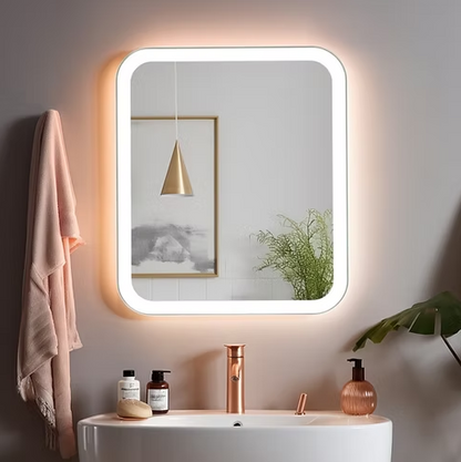 DN-PROJECT  FRONT_ILLUMINATED 900MM*750MM Square LED Mirror with Demister Touch Switch 3 Colours Lighting