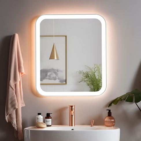 DN-PROJECT  FRONT_ILLUMINATED 900MM*750MM Square LED Mirror with Demister Touch Switch 3 Colours Lighting