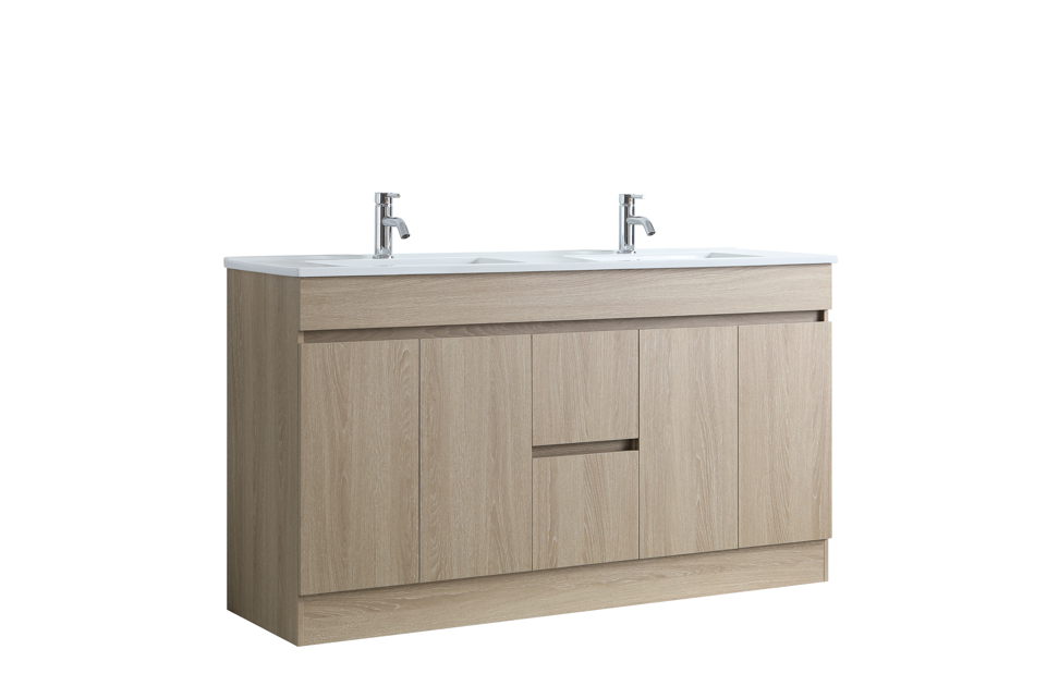 DNF Floorstanding Plywood VANITY Light Oak 1500MM DOUBLE BASIN