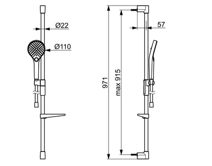 Hansa VIVA SLIDE SHOWER 3 FUNCTION - CHROME