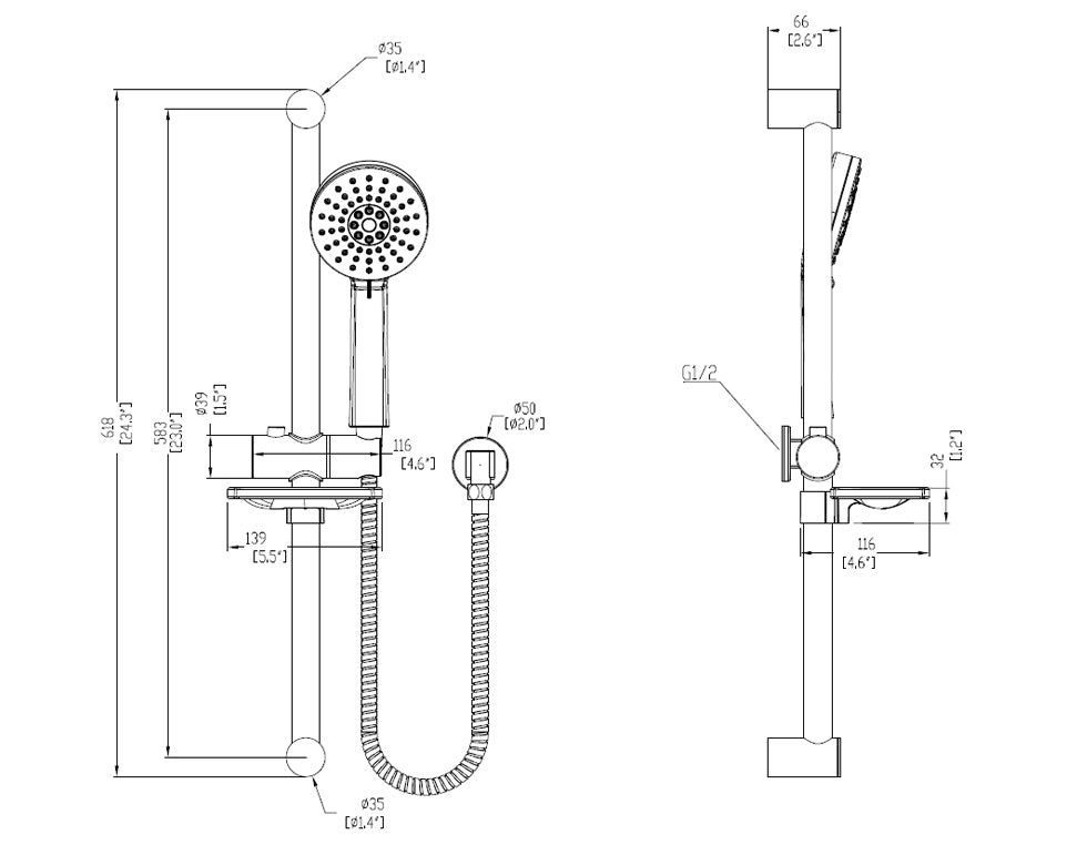 Elementi Main Pressures Only Basin Mixer&Shower Mixer&Shower Slide (Combo Set)