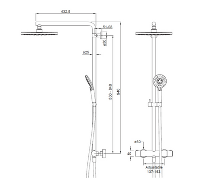 Elementi SPLASH PLUS 3FCT COLUMN SHOWER WITH INTEGRATED THERMOSTATIC MIXER