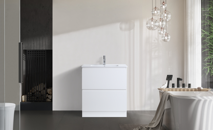 DNF FloorStanding Plywood VANITY GLOSSY WHITE DOUBLE DRAWERS 400MM~1500MM