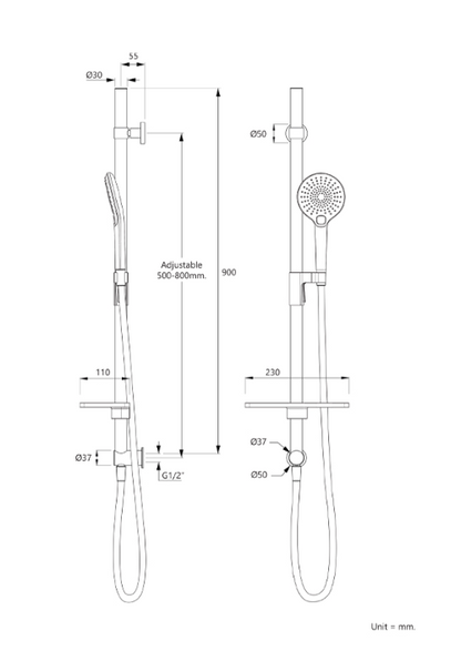Elementi SPLASH LUX SLIDE SHOWER 900MM