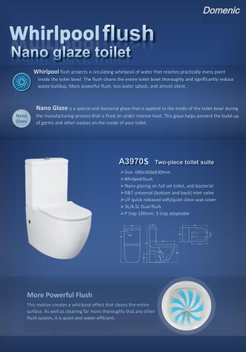 DN3970S Ceremic White Toilet Suite-Back to Wall Whirlpool Two Piece Toilets