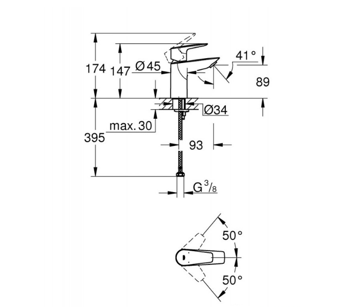 GROHE BAUEDGE BASIN MIXER CHROME (ANZ VARIANT)