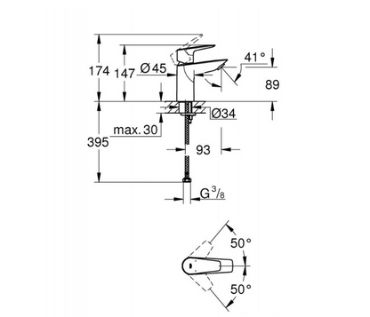 GROHE BAUEDGE BASIN MIXER CHROME (ANZ VARIANT)