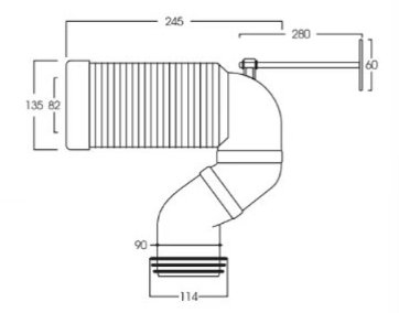 Big S-Trap/P-Trap Pan Connector for Toilet Suite