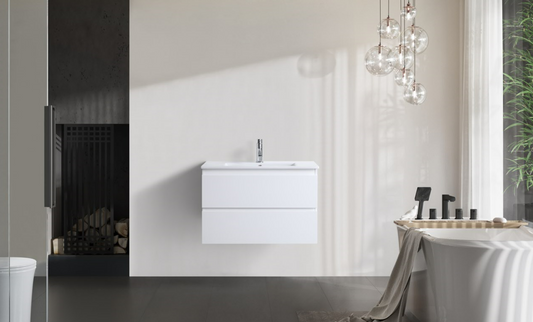 DNW Wall Hung Plywood VANITY Glossy White 600MM