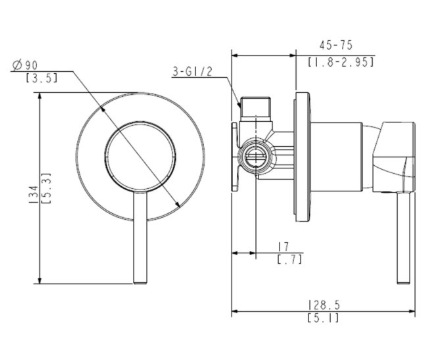 Elementi UNO MAINS PRESSURE SHOWER MIXER