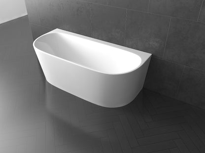 Back to wall Bathtub WITHOUT OVERFLOW Freestanding Acrylic White