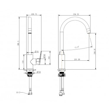 ELEMENTI CURA GOOSE NECK KITCHEN MIXER