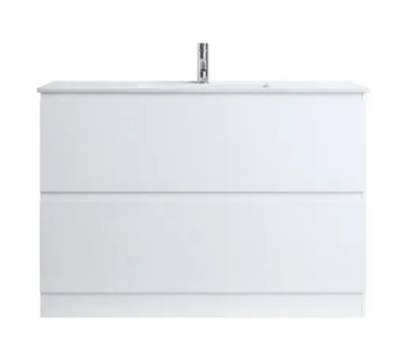 DNF 1200 GLOSSY WHITE Floor Standing Plywood VANITY WITH BASIN