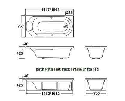 ENGLEFIELD Sorrento II drop in bath tub