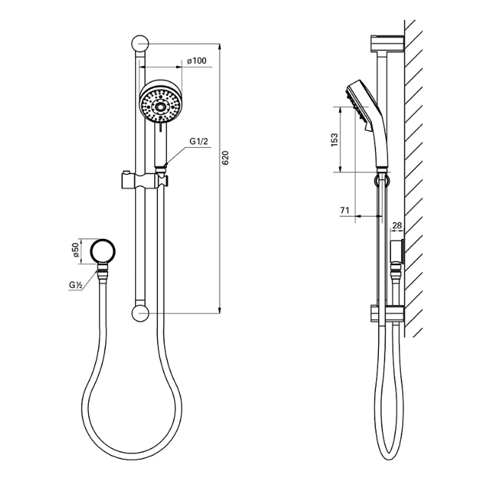 GROHE TEMPESTA COSMO 100 4F SLIDE SHOWER 600MM CHROME