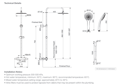 KOHLER Aleo Thermostatic  Syetem Shower Column Set