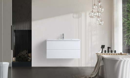 DNW Wall Hung Plywood VANITY Glossy White 900MM