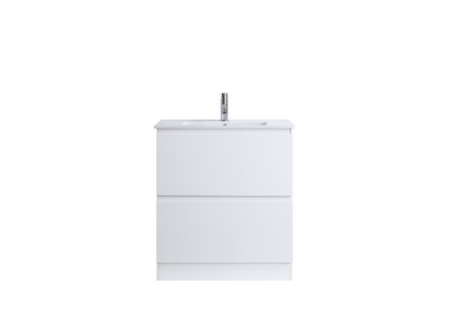 DNF 750 GLOSSY WHITE DOUBLE DRAWERS Floor Standing Plywood VANITY