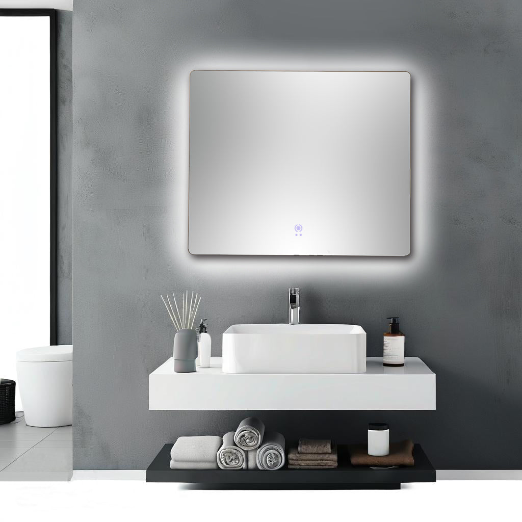 BIANCA Touch Free Sensor LED Mirror Rectangle 900/1200/1500mm with Demister Backlit Touch Switch 3 Colours Lighting Frameless