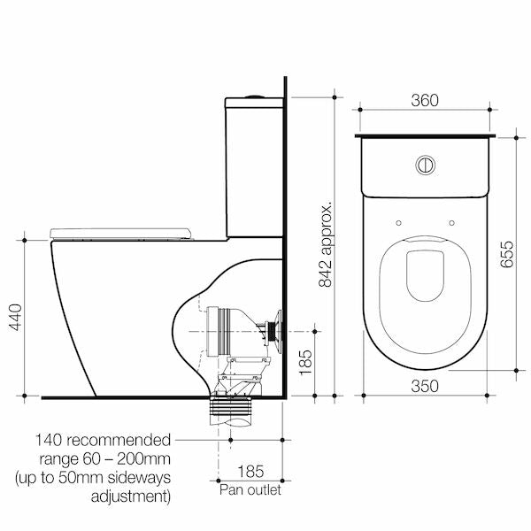 Caroma Urbane® II CleanFlush® Wall Faced Close Coupled Toilet Suite with GermGard®