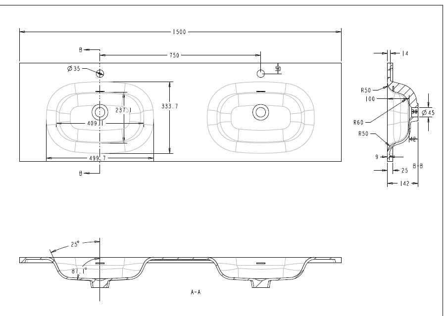 Domenic Solid Surface Vanity Top with Overflow