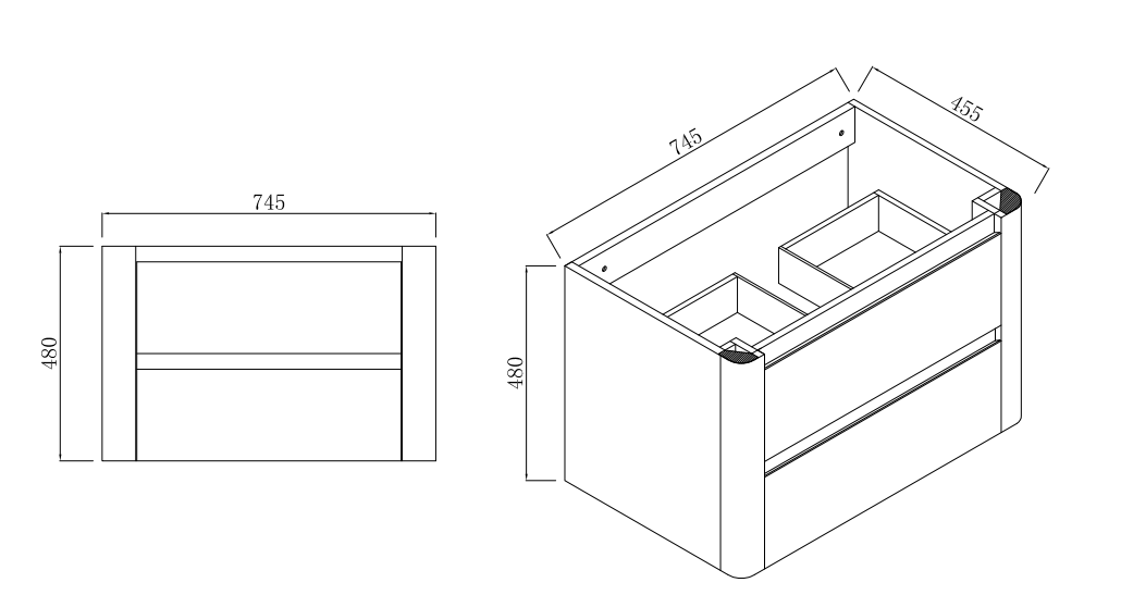BROOKLYN Wall Hung Plywood VANITY 750MM