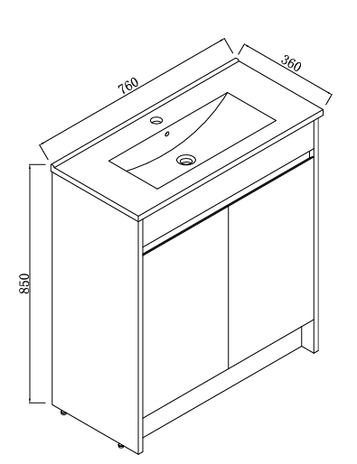 BROOK Floorstanding Plywood VANITY 750MM SLIM