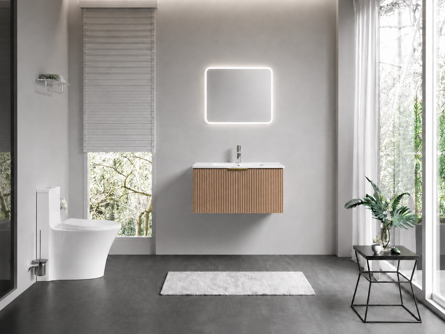 FLUTED OAK WALL HUNG Plywood VANITY 750MM