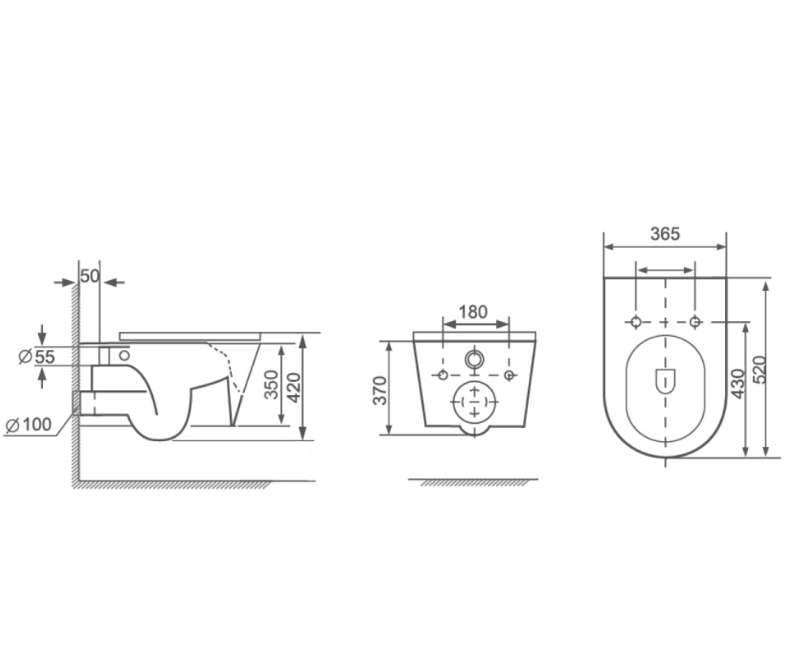 Elementi GARDA WALL HUNG TOILET PAN - GLOSS WHITE