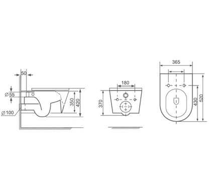 Elementi GARDA WALL HUNG TOILET PAN - GLOSS WHITE