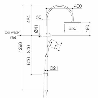 Caroma Contura® II Rail Shower with Overhead