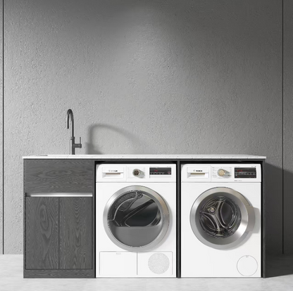 Free Standing PLYWOOD LAUNDRY STATION CABINET & MARBLE BENCH