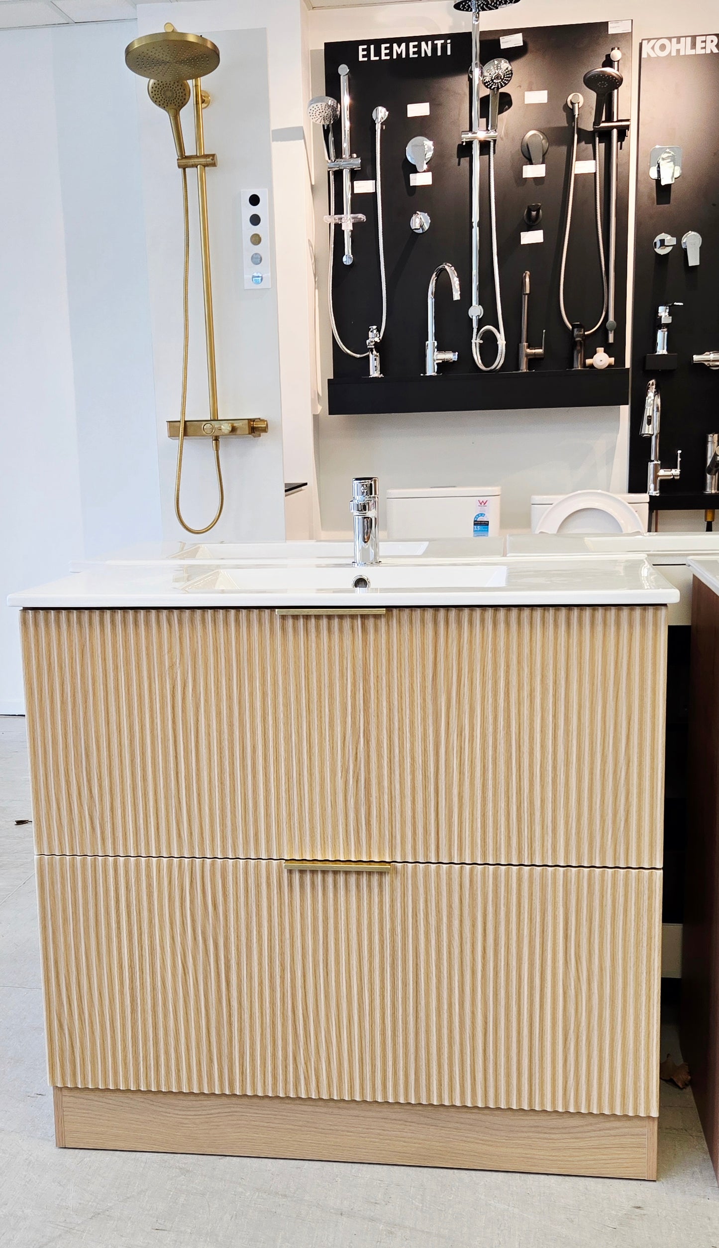 FLUTED OAK Floorstanding Plywood VANITY 900MM