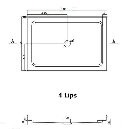 Shower Tray Rectgangle Center/Side Waste 1200/1100/900/750MM