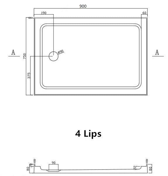 Shower Tray Rectgangle Center/Side Waste 1200/1100/900/750MM