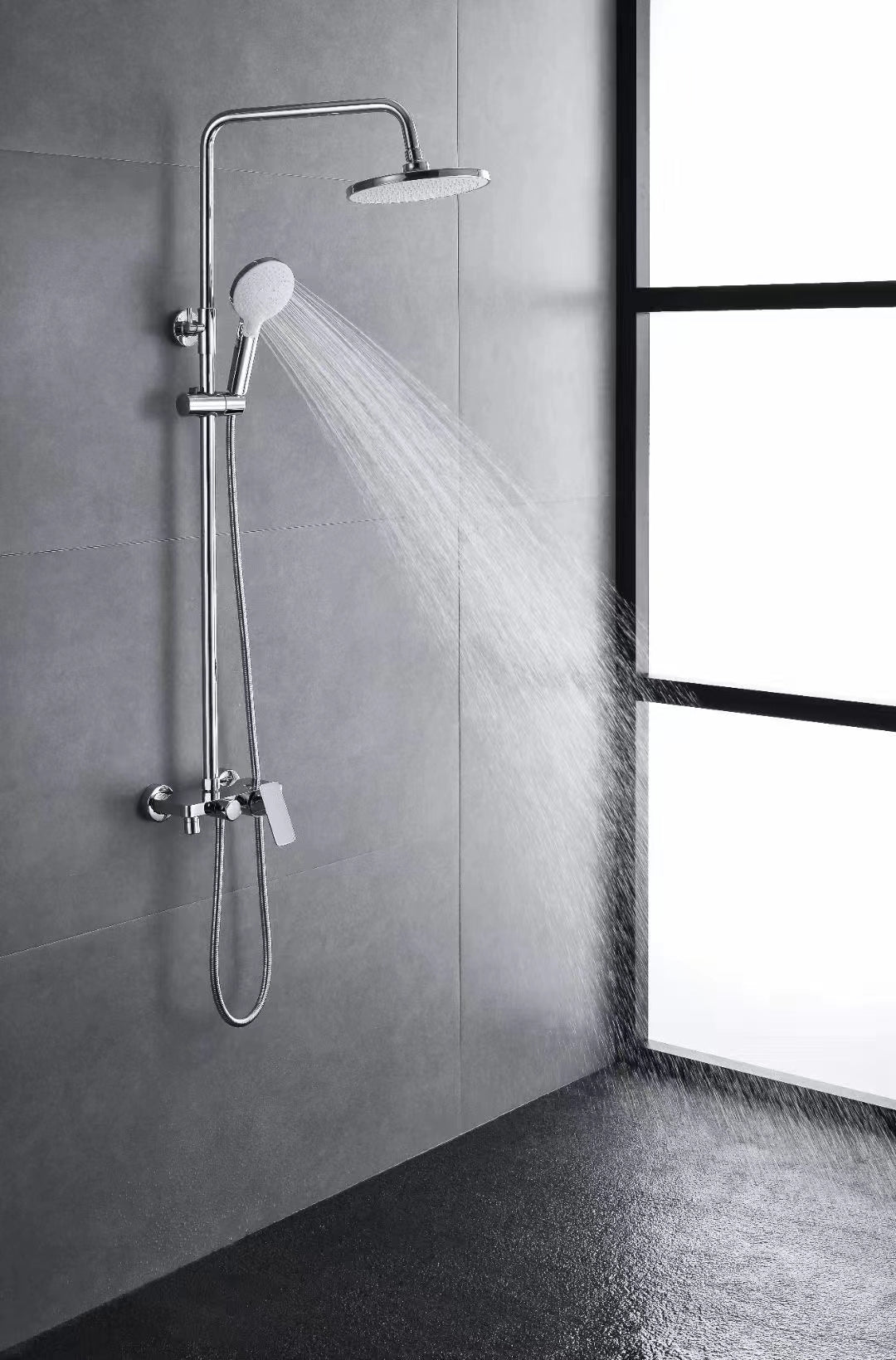 Domenic SH8652 Round Chrome/Matte Black/Brushed Nickel/Gun Metal/Brushed Brass Twin Rain Shower With Mixer