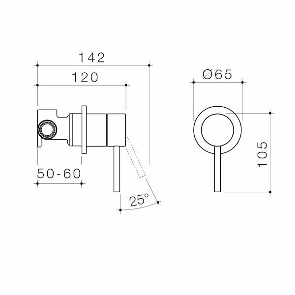 Caroma Liano II Bath / Shower Mixer - Round Cover Plate - Sales Kit