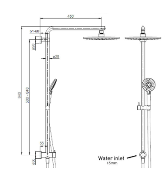 Clearance - Elementi and Bravat Shower combo - BLACK Color