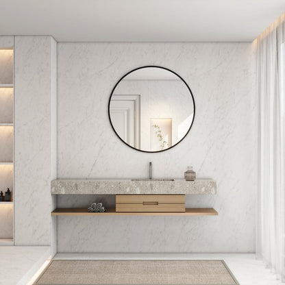 Seraphine Black Framed Round Mirror With Black Aluminum Frame