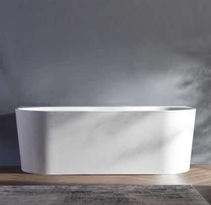 Back to wall Bathtub WITHOUT OVERFLOW Freestanding Acrylic White